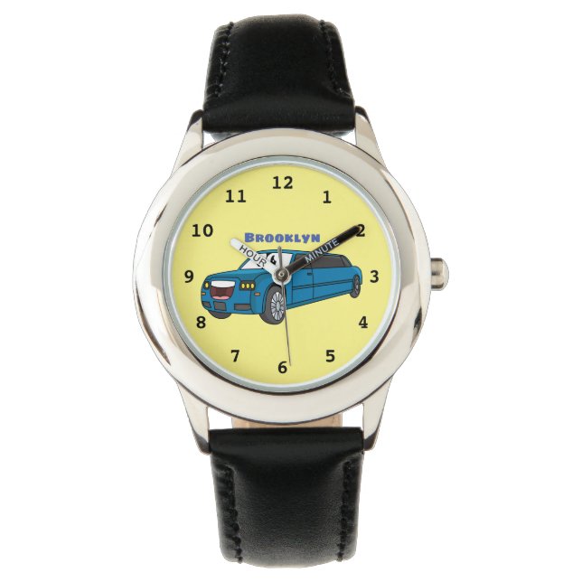 Niedlicher Limousinen-Cartoon Armbanduhr (Vorderseite)