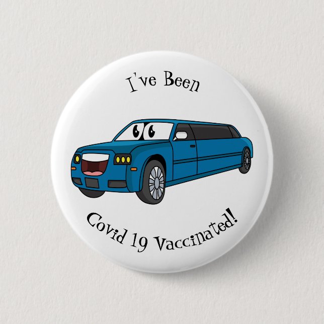 Niedlicher Limousinen-Cartoon Button (Vorderseite)