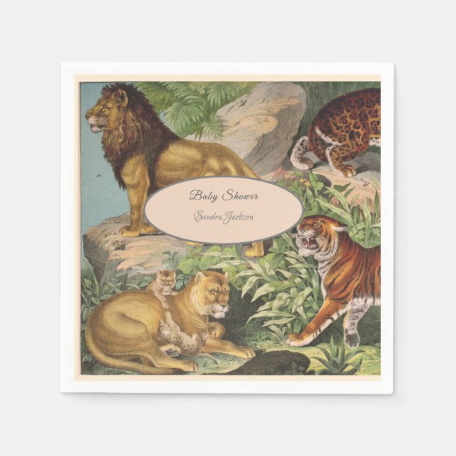 Niedlicher Lion Cat Dusty Blue Boyl Baby Dusche Serviette (Vorderseite)