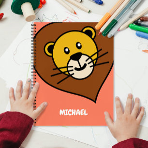 Niedlicher Lion Head Monogram, Simple Cartoon Na Notizbuch