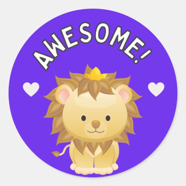 Niedlicher Lion Phantastisch Student Progress Awar Runder Aufkleber (Vorderseite)