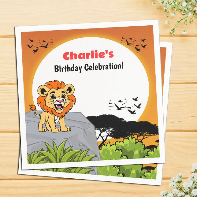 Niedlicher Lion Safari Tropischer Dschungel Cartoo Serviette (Von Creator hochgeladen)