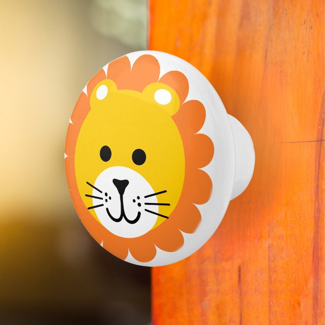 Niedlicher Lion Wild One Jungle Safari Cartoon Keramikknauf (Von Creator hochgeladen)