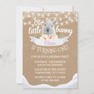 Niedlicher Little Bunny Rustic Kraft Erster Geburt Einladung