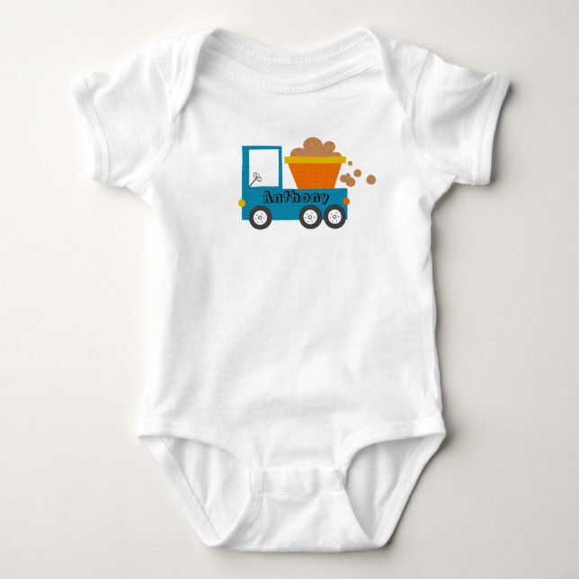 Niedlicher LKW Name Baby Boy Baby Strampler (Vorderseite)