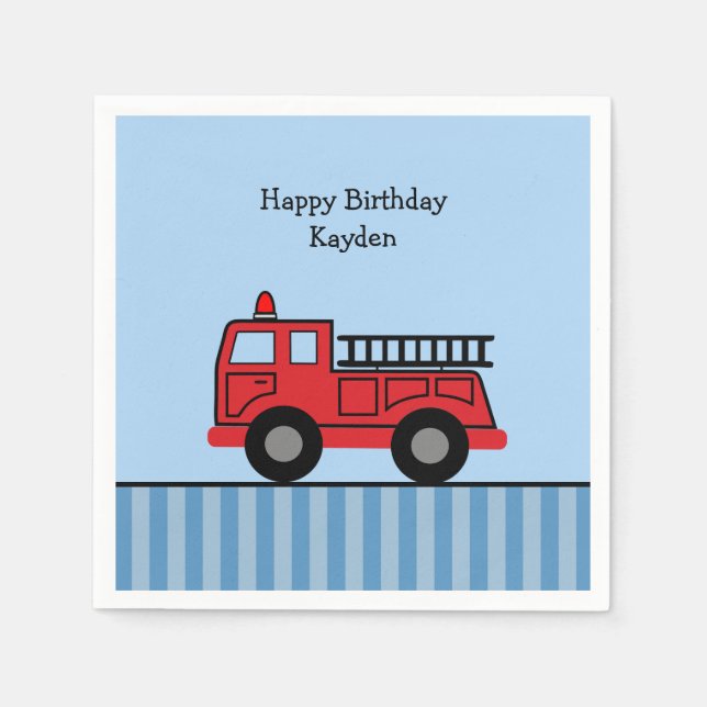 Niedlicher LKW Personalisiert Geburtstag Serviette (Vorderseite)