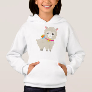Niedlicher Llama, Alpaca, kleiner Llama, Llama mit Hoodie