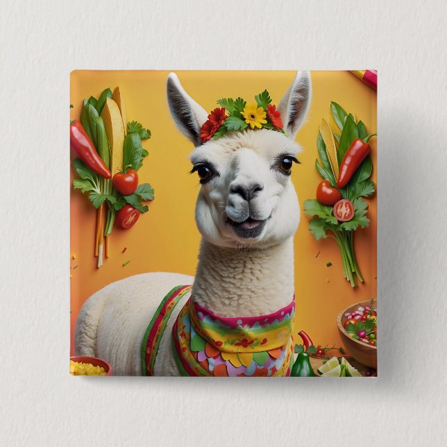 Niedlicher Llama Button (Vorderseite)