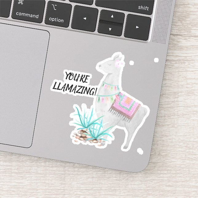 Niedlicher Llama Du bist Llamazing Vinyl Aufkleber (Detail)