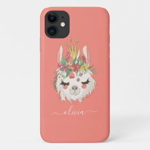 Niedlicher Llama-Gesicht Blumenname Personalisiert Case-Mate iPhone Hülle
