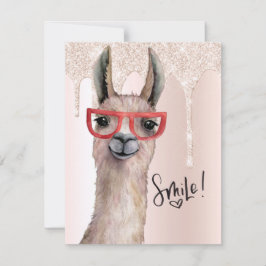 Niedlicher Llama Girly Pink Glitzer denkt an Sie