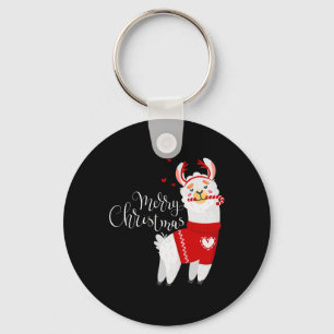 Niedlicher Llama mit Candy Cane Frohe Weihnachten Schlüsselanhänger