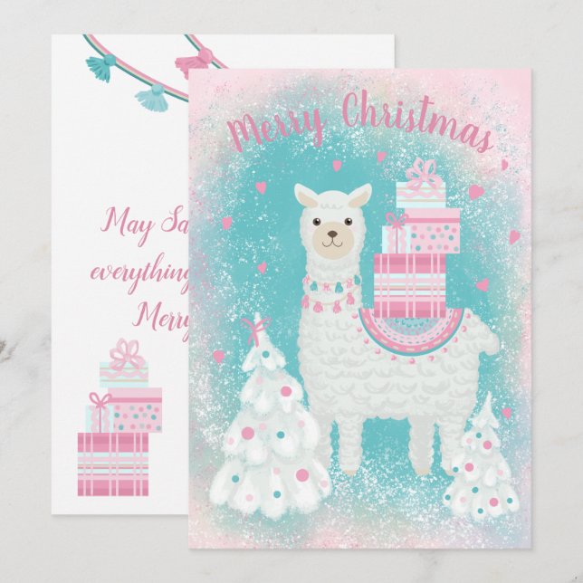 Niedlicher Llama mit Weihnachtsgeschenken (Vorne/Hinten)