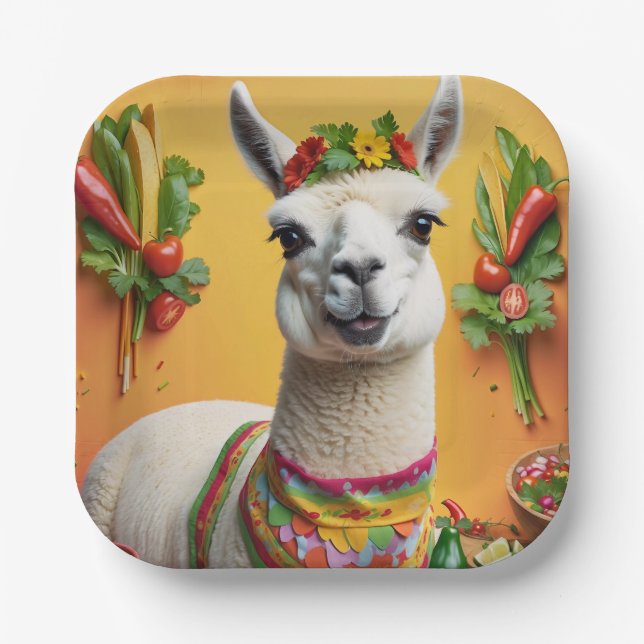 Niedlicher Llama Pappteller (Vorderseite)