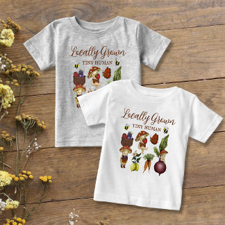 Niedlicher, lokal angebaute Sprossen-Pilz und Gemü Baby T-shirt