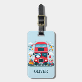 Niedlicher London Double Deck Bus und Teddy Bear Gepäckanhänger