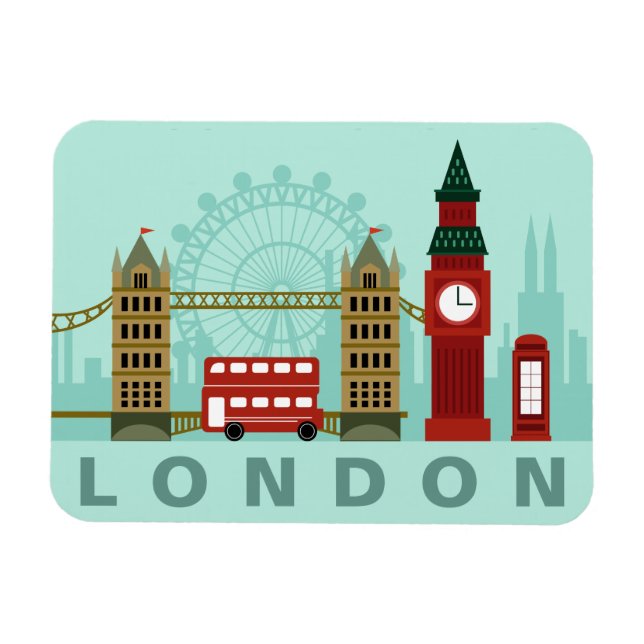 Niedlicher Londoner Illustrationsmagnet Magnet (Horizontal)