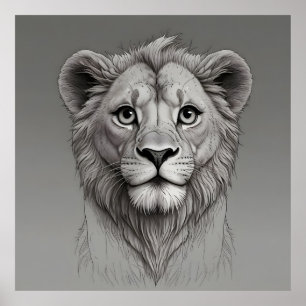 niedlicher Löwe mit großen Augen Poster