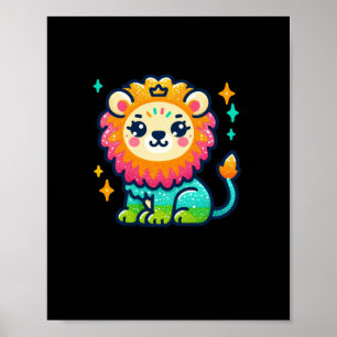 Niedlicher Löwenaufkleber Poster
