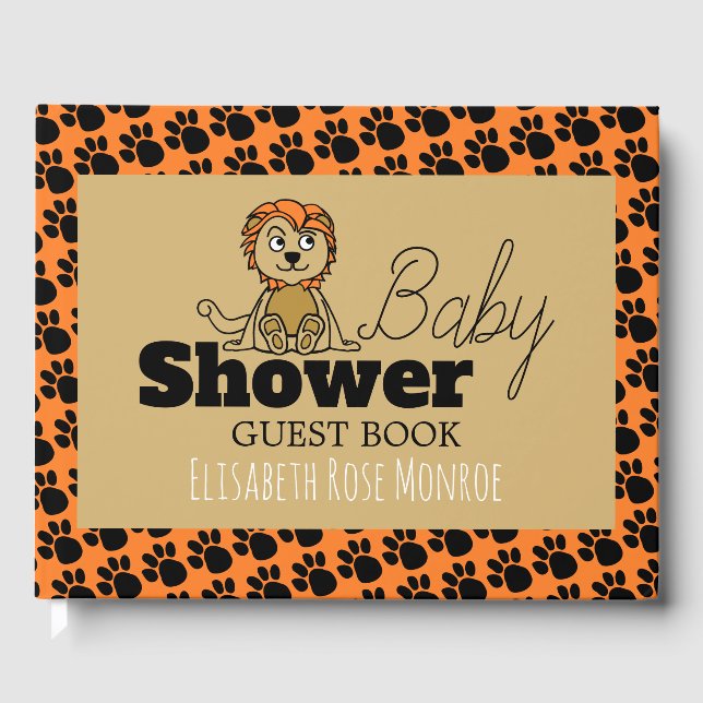 Niedlicher Löwengürtel, Babydusche Gästebuch (Vorderseite)
