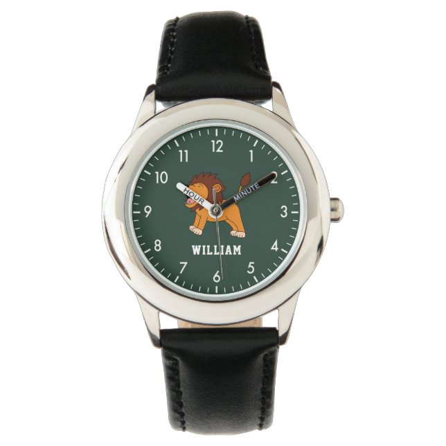 Niedlicher LöwenPersonalisierter Individuelle Name Armbanduhr (Vorderseite)