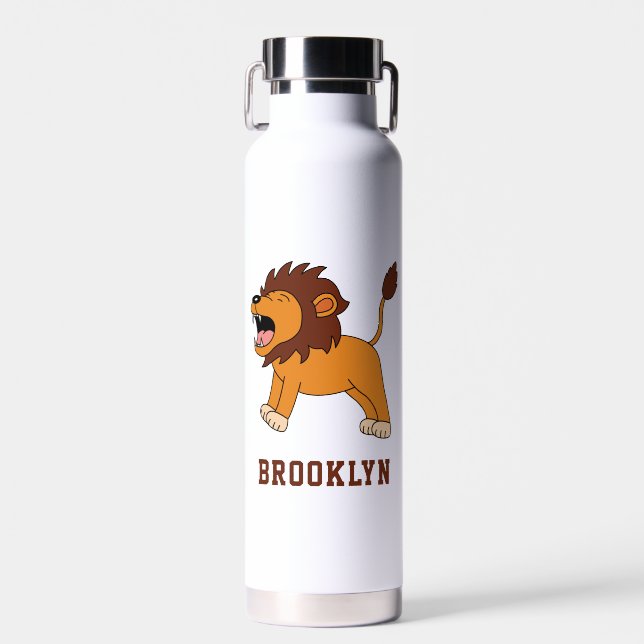 Niedlicher LöwenPersonalisierter Individuelle Name Trinkflasche (Vorne)