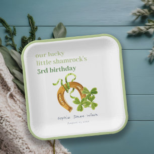 Niedlicher Lucky Kleeblatt St Patrick's Day Kinder Pappteller