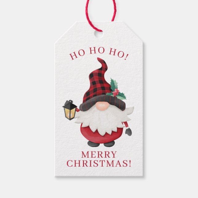 Niedlicher Lumberjack Weihnachtsgnome Personalisie Geschenkanhänger (Vorderseite)
