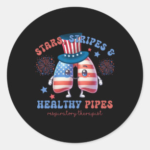 Niedlicher Lung Squad Atemtherapeut Patriotic 4t Runder Aufkleber