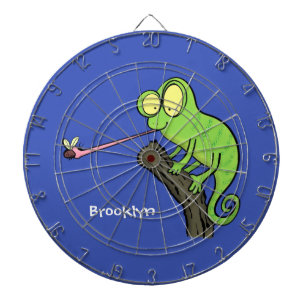Niedlicher, lustig-grün-fröhlicher Chameleon-Carto Dartscheibe