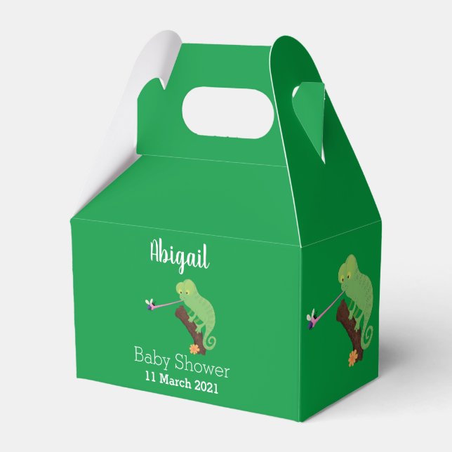 Niedlicher, lustig-grün-fröhlicher Chameleon-Carto Geschenkschachtel (Vorderseite)