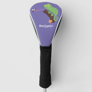 Niedlicher, lustig-grün-fröhlicher Chameleon-Carto Golf Headcover