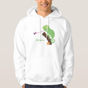 Niedlicher, lustig-grün-fröhlicher Chameleon-Carto Hoodie