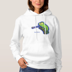 Niedlicher, lustig-grün-fröhlicher Chameleon-Carto Hoodie