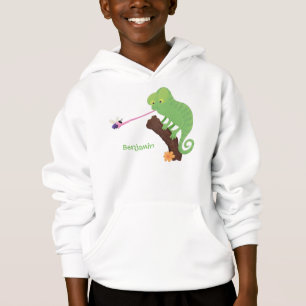 Niedlicher, lustig-grün-fröhlicher Chameleon-Carto Hoodie