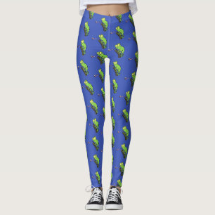 Niedlicher, lustig-grün-fröhlicher Chameleon-Carto Leggings