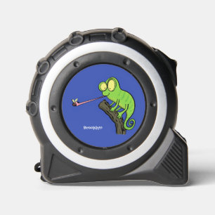 Niedlicher, lustig-grün-fröhlicher Chameleon-Carto Maßband