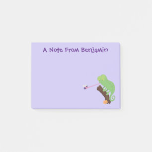 Niedlicher, lustig-grün-fröhlicher Chameleon-Carto Post-it Klebezettel
