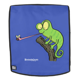 Niedlicher, lustig-grün-fröhlicher Chameleon-Carto Rucksack
