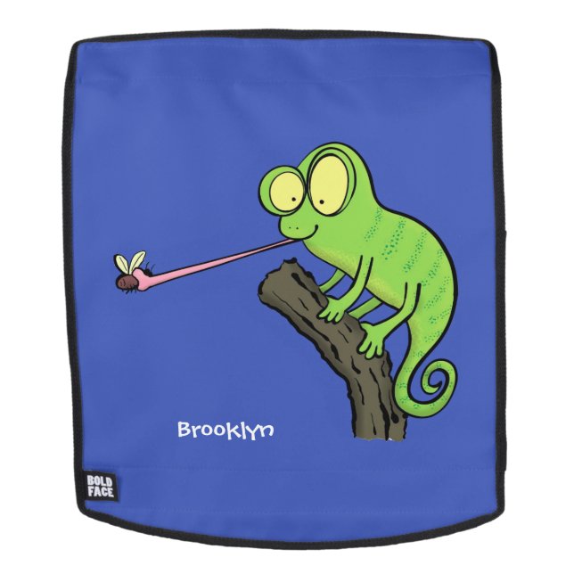 Niedlicher, lustig-grün-fröhlicher Chameleon-Carto Rucksack (Abnehmbare Front)