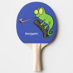 Niedlicher, lustig-grün-fröhlicher Chameleon-Carto Tischtennis Schläger