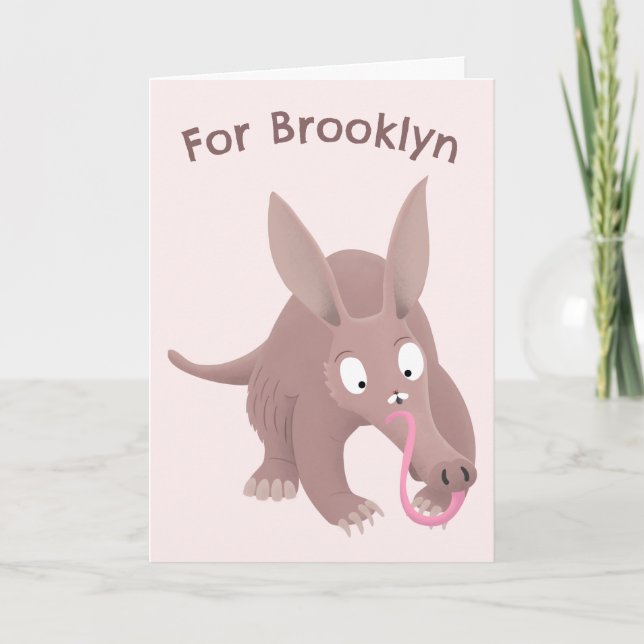 Niedlicher, lustiger Aardvark personalisierter Geb Karte (Vorderseite)