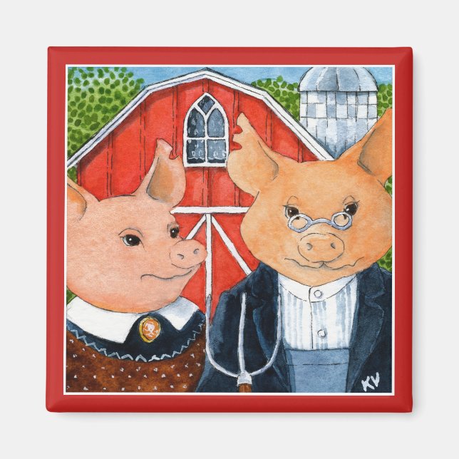 Niedlicher lustiger amerikanischer Gothschweinmagn Magnet (Vorne)