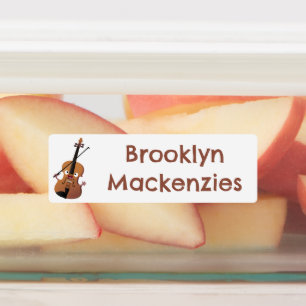 Niedlicher lustiger Cartoon mit Violine personalis Etiketten