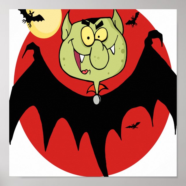 niedlicher, lustiger Cartoon-Vampir-Charakter Poster (Vorne)
