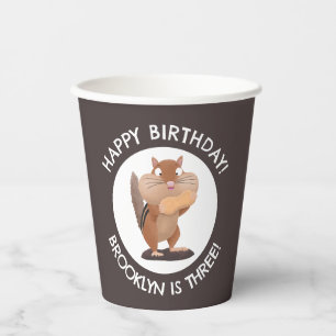 Niedlicher lustiger Chipmunk Cartoon personalisier Pappbecher
