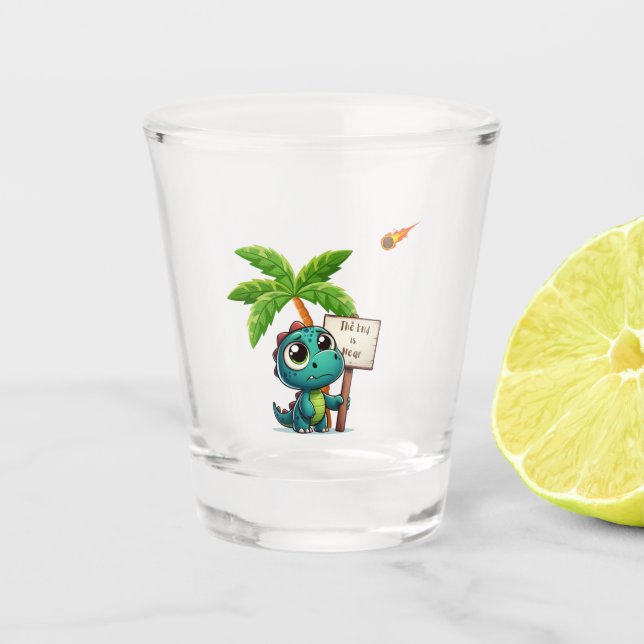 niedlicher, lustiger Dinosaurier Schnapsglas (Vorderseite)