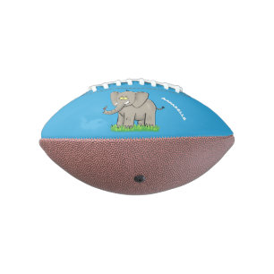 Niedlicher, lustiger Elefant mit Vogel auf Cartoon Football