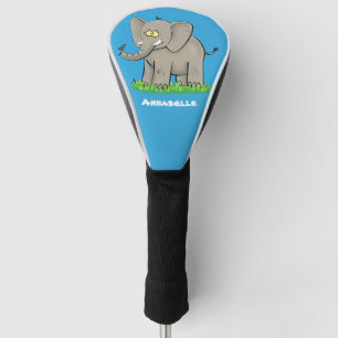 Niedlicher, lustiger Elefant mit Vogel auf Cartoon Golf Headcover