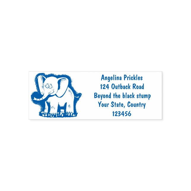 Niedlicher, lustiger Elefant mit Vogel auf Cartoon Permastempel (Design)